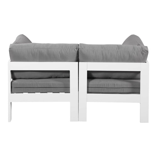 Nizuc 60" Water Resistant Fabric Upholstered 2pc. Outdoor Patio Modular Loveseat (375-) in Grey