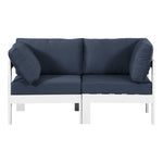 Nizuc 60" Water Resistant Fabric Upholstered 2pc. Outdoor Patio Modular Loveseat (375-) in Navy