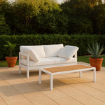 Nizuc 60" Water Resistant Fabric Upholstered 2pc. Outdoor Patio Modular Loveseat (375-) in White