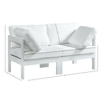 Nizuc 60" Water Resistant Fabric Upholstered 2pc. Outdoor Patio Modular Loveseat (375-) in White