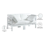 Nizuc 60" Water Resistant Fabric Upholstered 2pc. Outdoor Patio Modular Loveseat (375-) in White