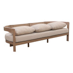 Newport 86.75" Water Resistant Fabric Upholstered Outdoor Patio Sofa in Beige