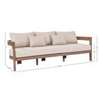 Newport 86.75" Water Resistant Fabric Upholstered Outdoor Patio Sofa in Beige