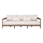 Newport 86.75" Water Resistant Fabric Upholstered Outdoor Patio Sofa in Cream
