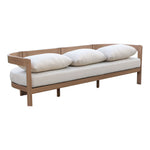 Newport 86.75" Water Resistant Fabric Upholstered Outdoor Patio Sofa in Cream