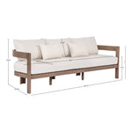 Newport 86.75" Water Resistant Fabric Upholstered Outdoor Patio Sofa in Cream