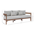 Newport 86.75" Water Resistant Fabric Upholstered Outdoor Patio Sofa in Grey