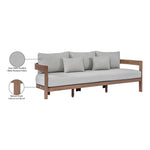 Newport 86.75" Water Resistant Fabric Upholstered Outdoor Patio Sofa in Grey