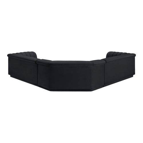 Cascade 148" Velvet Upholstered 3pc. Modular Sectional in Black