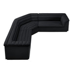 Cascade 148" Velvet Upholstered 3pc. Modular Sectional in Black