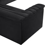 Cascade 148" Velvet Upholstered 3pc. Modular Sectional in Black