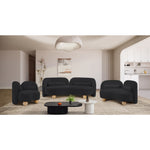 Daphne 89" Chenille Fabric Upholstered Sofa in Black