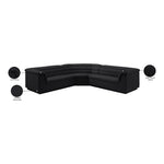 Cascade 148" Velvet Upholstered 3pc. Modular Sectional in Black
