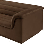 Cascade 148" Velvet Upholstered 3pc. Modular Sectional in Brown