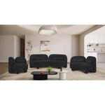 Daphne 89" Chenille Fabric Upholstered Sofa in Black