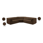Cascade 148" Velvet Upholstered 3pc. Modular Sectional in Brown