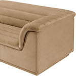 Cascade 148" Velvet Upholstered 3pc. Modular Sectional in Camel