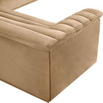 Cascade 148" Velvet Upholstered 3pc. Modular Sectional in Camel
