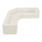 Cascade 148" Velvet Upholstered 3pc. Modular Sectional in Cream