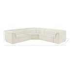 Cascade 148" Velvet Upholstered 3pc. Modular Sectional in Cream