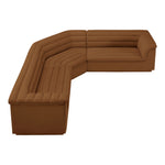 Cascade 148" Velvet Upholstered 3pc. Modular Sectional in Saddle