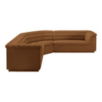 Cascade 148" Velvet Upholstered 3pc. Modular Sectional in Saddle