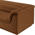 Cascade 148" Velvet Upholstered 3pc. Modular Sectional in Saddle