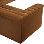 Cascade 148" Velvet Upholstered 3pc. Modular Sectional in Saddle
