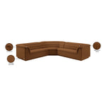 Cascade 148" Velvet Upholstered 3pc. Modular Sectional in Saddle