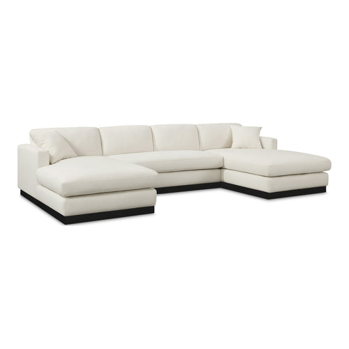 Johanna 127" Linen Textured Fabric Upholstered 3pc. Sectional in Cream