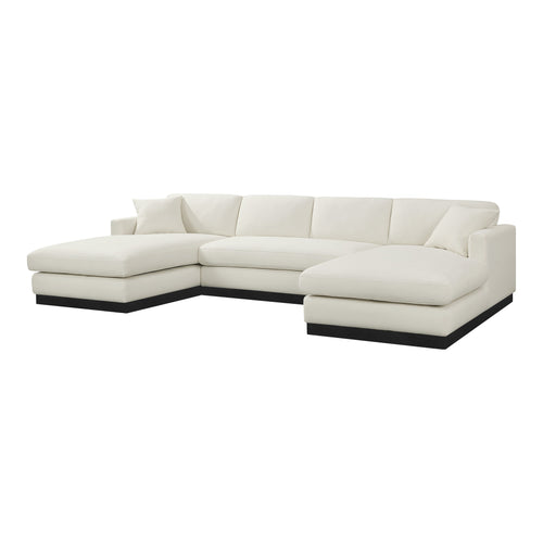 Johanna 127" Linen Textured Fabric Upholstered 3pc. Sectional in Cream