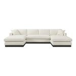 Johanna 127" Linen Textured Fabric Upholstered 3pc. Sectional in Cream