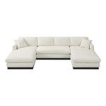 Johanna 127" Linen Textured Fabric Upholstered 3pc. Sectional in Cream