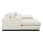 Johanna 127" Linen Textured Fabric Upholstered 3pc. Sectional in Cream