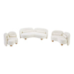 Daphne 89" Chenille Fabric Upholstered Sofa in Cream