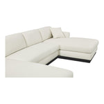 Johanna 127" Linen Textured Fabric Upholstered 3pc. Sectional in Cream