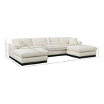 Johanna 127" Linen Textured Fabric Upholstered 3pc. Sectional in Cream