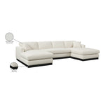 Johanna 127" Linen Textured Fabric Upholstered 3pc. Sectional in Cream