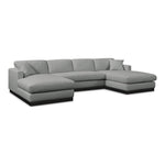 Johanna 127" Linen Textured Fabric Upholstered 3pc. Sectional in Grey