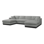 Johanna 127" Linen Textured Fabric Upholstered 3pc. Sectional in Grey