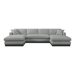 Johanna 127" Linen Textured Fabric Upholstered 3pc. Sectional in Grey