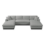Johanna 127" Linen Textured Fabric Upholstered 3pc. Sectional in Grey