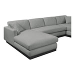 Johanna 127" Linen Textured Fabric Upholstered 3pc. Sectional in Grey