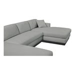 Johanna 127" Linen Textured Fabric Upholstered 3pc. Sectional in Grey