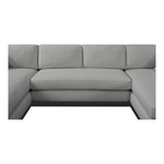 Johanna 127" Linen Textured Fabric Upholstered 3pc. Sectional in Grey
