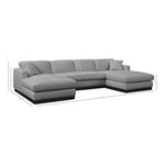 Johanna 127" Linen Textured Fabric Upholstered 3pc. Sectional in Grey