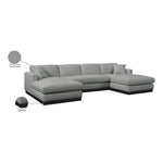 Johanna 127" Linen Textured Fabric Upholstered 3pc. Sectional in Grey