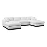 Johanna 127" Linen Textured Fabric Upholstered 3pc. Sectional in White