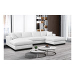 Johanna 127" Linen Textured Fabric Upholstered 3pc. Sectional in White