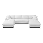 Johanna 127" Linen Textured Fabric Upholstered 3pc. Sectional in White